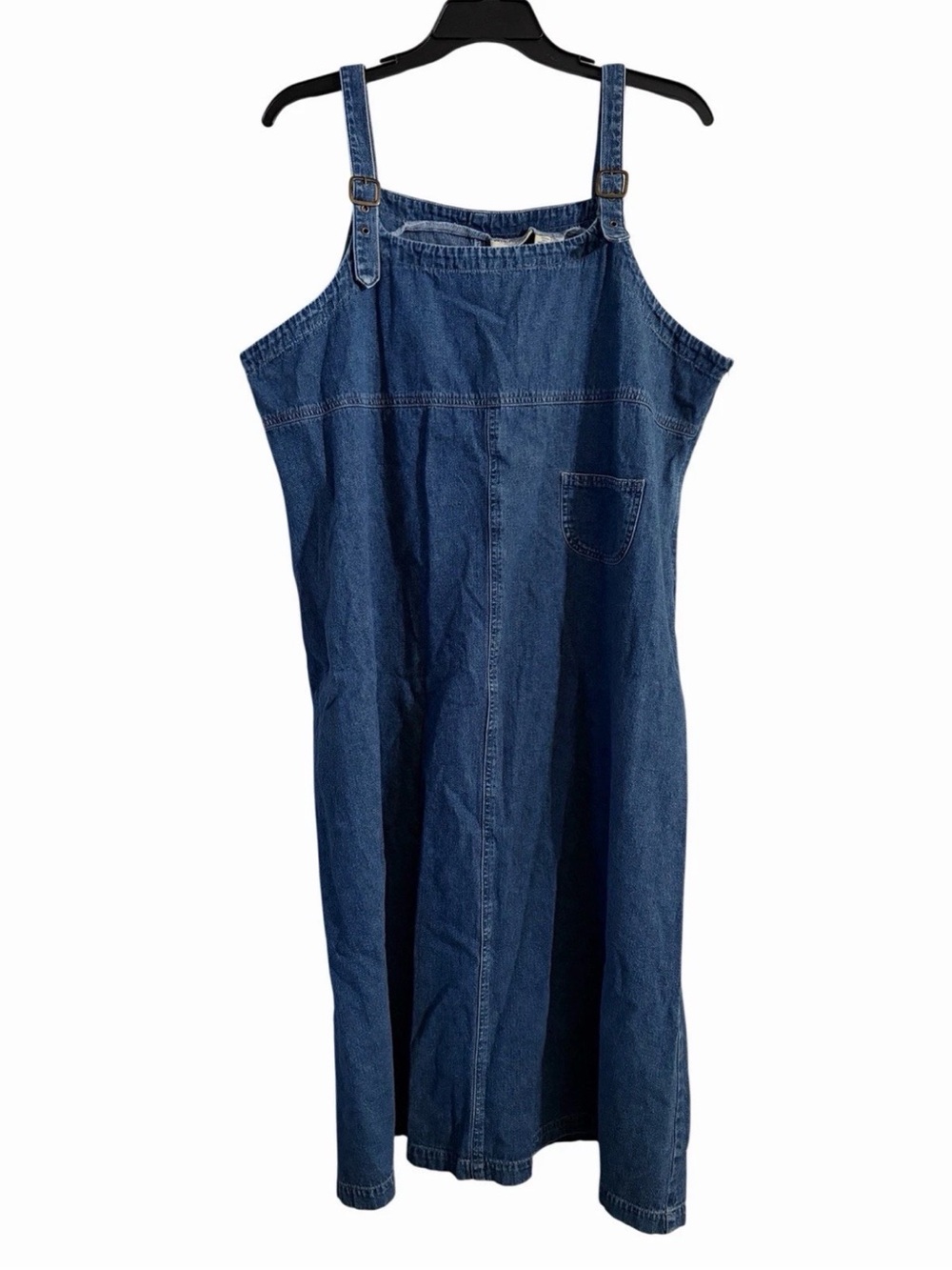 Vintage Faded Glory Woman Plus 22W Denim Overall Jumper Dress Medium Stonewash